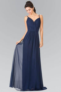 Elizabeth K GL2374 Spaghetti Strap Sweetheart Long Bridesmaids Dress in Navy - SohoGirl.com