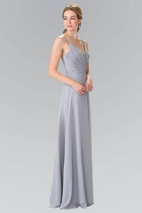 Elizabeth K GL2374 Spaghetti Strap Sweetheart Long Bridesmaids Dress in Silver - SohoGirl.com
