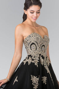 Elizabeth K GS2371 Sweet hearted A-line Tulle Short Dress with Corset Back in Black - SohoGirl.com