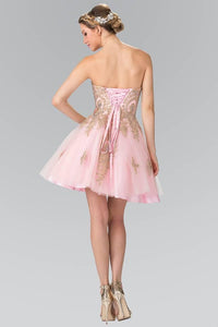 Elizabeth K GS2371 Sweet hearted A-line Tulle Short Dress with Corset Back in Blush - SohoGirl.com