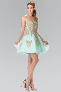 Elizabeth K GS2371 Sweet hearted A-line Tulle Short Dress with Corset Back in Mint - SohoGirl.com