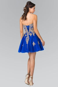 Elizabeth K GS2371 Sweet hearted A-line Tulle Short Dress with Corset Back in Royal Blue - SohoGirl.com