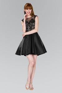 Elizabeth K GS2388 Lace Bodice Short Dress in Black - SohoGirl.com