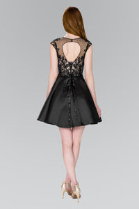 Elizabeth K GS2388 Lace Bodice Short Dress in Black - SohoGirl.com