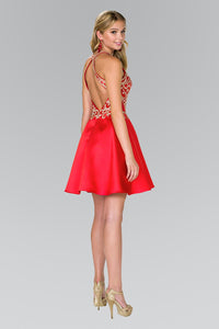 Elizabeth K GS2389 High-Neck Lace Dress in Red - SohoGirl.com