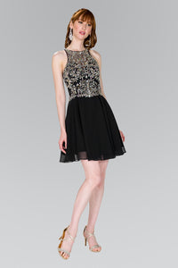 Elizabeth K GS2395 Jewel Embellished Chiffon Dress in Black - SohoGirl.com
