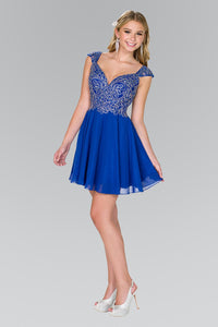Elizabeth K GS2396 Lace Applique Bodice Dress in Royal Blue - SohoGirl.com