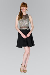 Elizabeth K GS2401 Beads Embellished Bodice Dress in Black - SohoGirl.com