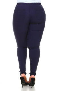 Plus Size Super High Waisted Stretchy Skinny Jeans - Dark Blue - SohoGirl.com