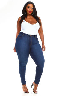 Plus Size Super Stretch High Rise Jeans in Medium Wash - SohoGirl.com