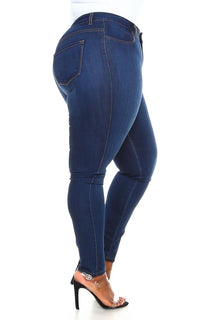 Plus Size Super Stretch High Rise Jeans in Medium Wash - SohoGirl.com