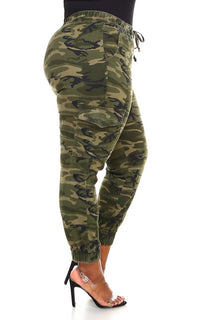 Plus Size Drawstring Camouflage Cargo Jogger Pants - SohoGirl.com