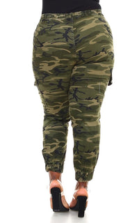 Plus Size Drawstring Camouflage Cargo Jogger Pants - SohoGirl.com
