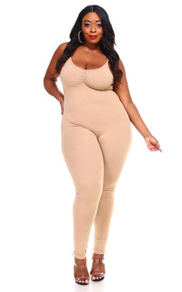 Plus Size Pinch Front Camisole Unitard in Nude - SohoGirl.com