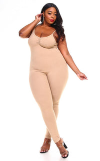 Plus Size Pinch Front Camisole Unitard in Nude - SohoGirl.com