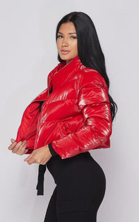 Cropped Puffer Jacket in Red - SohoGirl.com