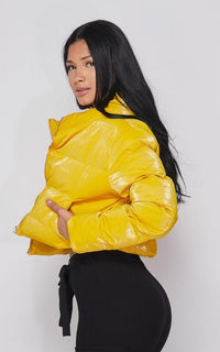 Cropped Puffer Jacket in Mustard - SohoGirl.com