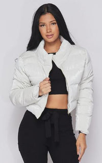 Cropped Puffer Jacket in White - SohoGirl.com
