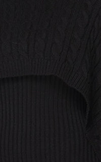 Turtle Neck Overlay Sweater Dress Set - Black - SohoGirl.com