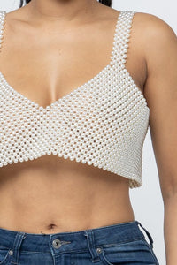 PEARL PULL OVER CROP TOP - IVORY - SohoGirl.com