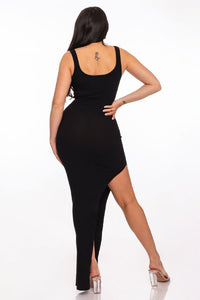 HERA BUST DETAIL SIDE SLIT MAXI DRESS - BLACK - SohoGirl.com