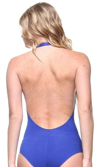Halter Top Open Back Bodysuit in Royal Blue - SohoGirl.com