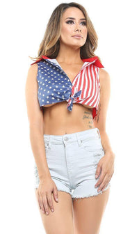 American Flag Collared Crop Top - SohoGirl.com