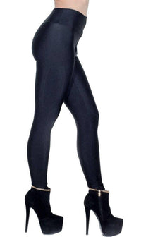 High Waisted Nylon Zip Up Leggings in Black (Plus Sizes Available) - SohoGirl.com
