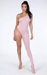 One Leg Jumpsuit in Pink - SohoGirl.com