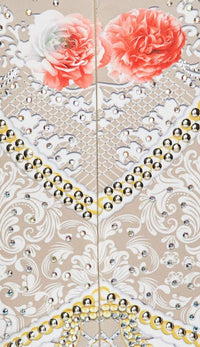 Floral Print Rhinestones and Studs Dress - Beige - SohoGirl.com