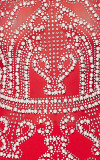 Damask Beaded Pearl Rhinestone Dress in Red - SohoGirl.com