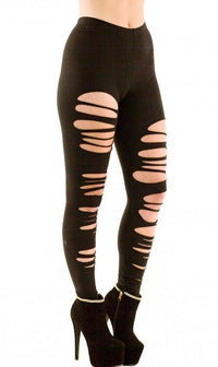 Wholesale Womens Black Ripped Torn Slashed Leggings With Holes Sexy And  Comfortable From Tangcupaigu, $12.15