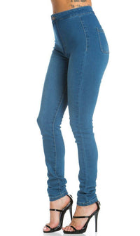 Super High Waisted Stretchy Skinny Jeans (S-3XL) - Denim Blue - SohoGirl.com