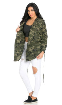 Draped Hooded Jacket in Camouflage - SohoGirl.com