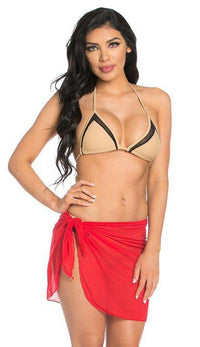 Short Sarong Mesh Cover Up in Red - SohoGirl.com