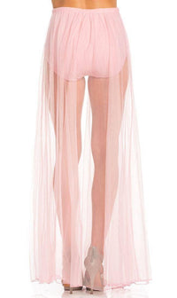 Front Slit Mesh Maxi Skirt in Pink - SohoGirl.com