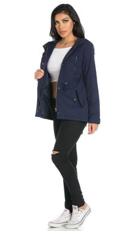 Plus Size Hooded Parka Coat in Navy Blue - SohoGirl.com