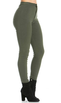 Super High Waisted Stretchy Skinny Jeans - Olive - SohoGirl.com