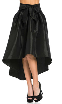 High-Low Taffeta Pleated Midi-Skirt in Black - SohoGirl.com