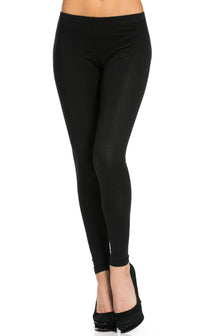 Basic Cotton Leggings in Black (Plus Sizes Available) - SohoGirl.com