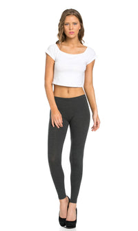 Plus Size Basic Cotton Leggings in Grey - SohoGirl.com