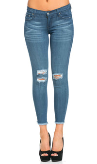 Distressed Ankle Cut Skinny Jeans (Plus Sizes Available) - SohoGirl.com