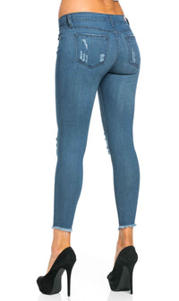 Distressed Ankle Cut Skinny Jeans (Plus Sizes Available) - SohoGirl.com