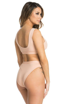 Seamless Sport Top and High Waisted Bikini Set in Blush - SohoGirl.com