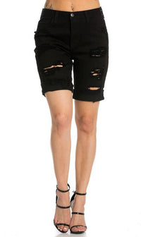 Solid Black Vibrant Bermuda Shorts (Plus Sizes Available) - SohoGirl.com