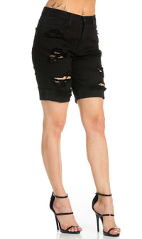 Solid Black Vibrant Bermuda Shorts (Plus Sizes Available) - SohoGirl.com