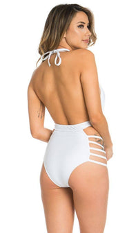 White Criss Cross Strappy One Piece Swimsuit - SohoGirl.com