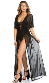 Black Sheer Mesh Maxi Duster - SohoGirl.com