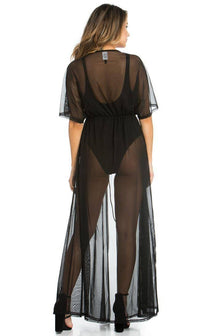 Black Sheer Mesh Maxi Duster - SohoGirl.com