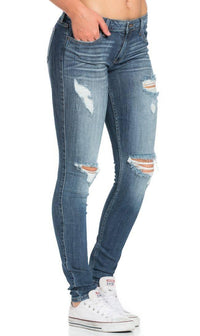 Slightly Ripped Low Rise Skinny Jeans (Plus Sizes Available) - SohoGirl.com